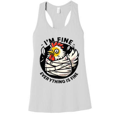 Its Fine Everything Is Fine Crazy Chicken In Straight Jacket Women's Racerback Tank