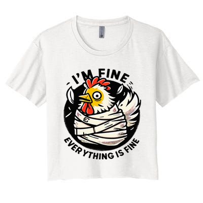 Its Fine Everything Is Fine Crazy Chicken In Straight Jacket Women's Crop Top Tee