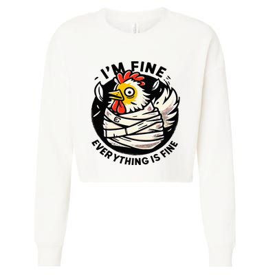 Its Fine Everything Is Fine Crazy Chicken In Straight Jacket Cropped Pullover Crew