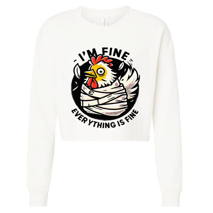 Its Fine Everything Is Fine Crazy Chicken In Straight Jacket Cropped Pullover Crew