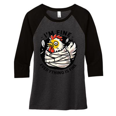 Its Fine Everything Is Fine Crazy Chicken In Straight Jacket Women's Tri-Blend 3/4-Sleeve Raglan Shirt