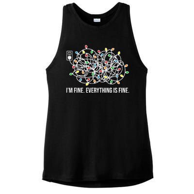 I'm Fine Everything Is Fine Funny Christmas Lights Ladies PosiCharge Tri-Blend Wicking Tank