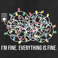 I'm Fine Everything Is Fine Funny Christmas Lights 7 Panel Mesh Trucker Snapback Hat