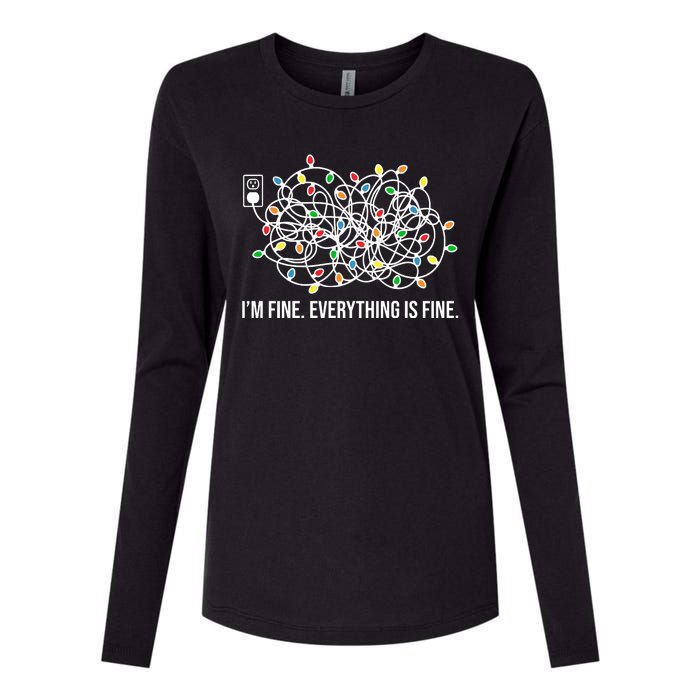 I'm Fine Everything Is Fine Funny Christmas Lights Womens Cotton Relaxed Long Sleeve T-Shirt