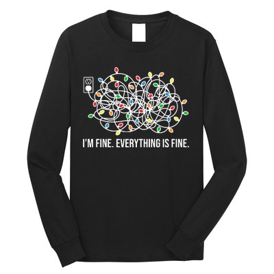 I'm Fine Everything Is Fine Funny Christmas Lights Long Sleeve Shirt