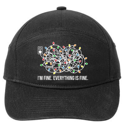 I'm Fine Everything Is Fine Funny Christmas Lights 7-Panel Snapback Hat