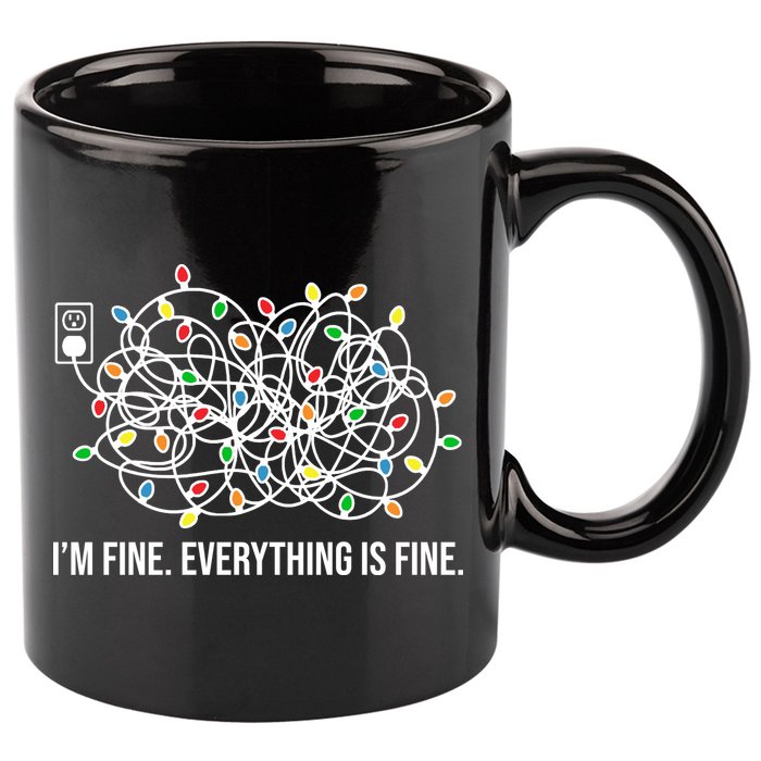I'm Fine Everything Is Fine Funny Christmas Lights 11oz C Handle Ceramic Mug