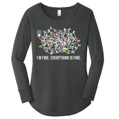 I'm Fine Everything Is Fine Funny Christmas Lights Women's Perfect Tri Tunic Long Sleeve Shirt