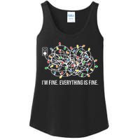 I'm Fine Everything Is Fine Funny Christmas Lights Ladies Essential Tank