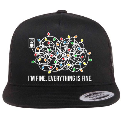 I'm Fine Everything Is Fine Funny Christmas Lights Flatbill Hat