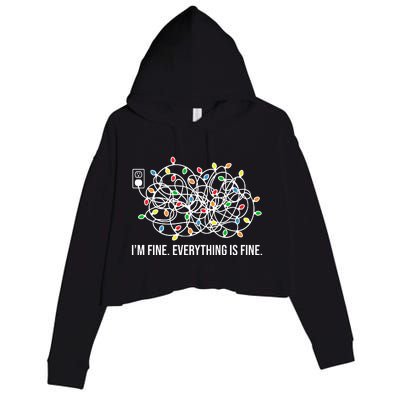 I'm Fine Everything Is Fine Funny Christmas Lights Crop Fleece Hoodie