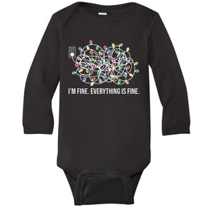 I'm Fine Everything Is Fine Funny Christmas Lights Baby Long Sleeve Bodysuit