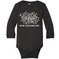 I'm Fine Everything Is Fine Funny Christmas Lights Baby Long Sleeve Bodysuit