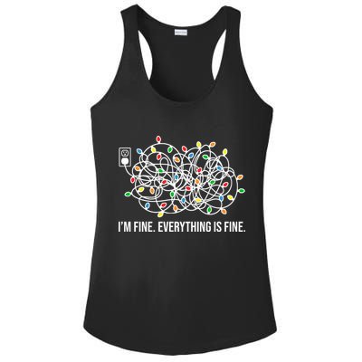 I'm Fine Everything Is Fine Funny Christmas Lights Ladies PosiCharge Competitor Racerback Tank