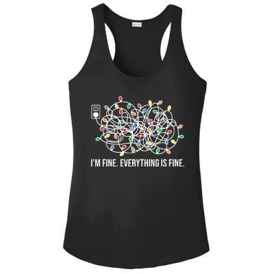 I'm Fine Everything Is Fine Funny Christmas Lights Ladies PosiCharge Competitor Racerback Tank