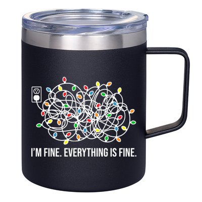 I'm Fine Everything Is Fine Funny Christmas Lights 12oz Stainless Steel Coffee Mug