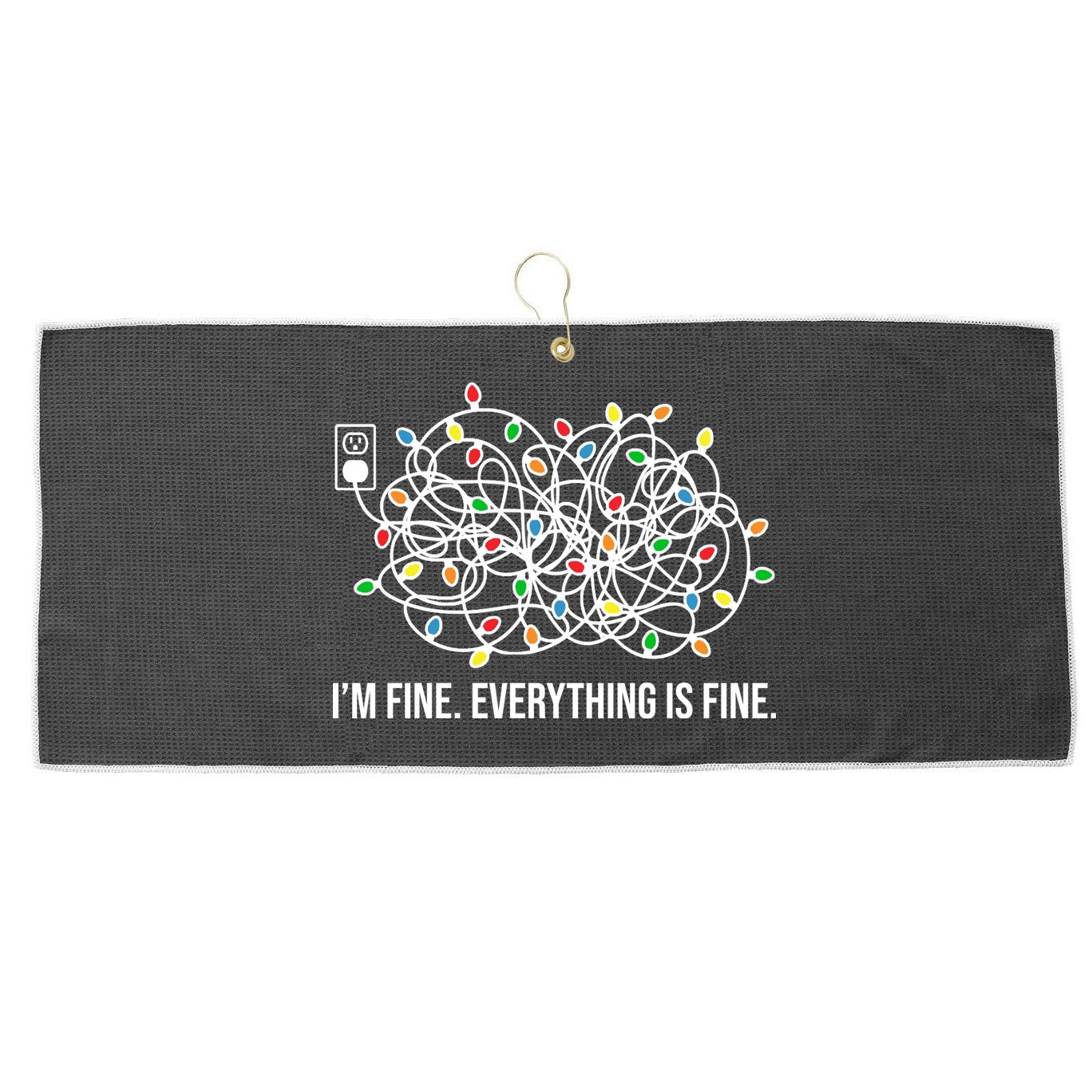 I'm Fine Everything Is Fine Funny Christmas Lights Large Microfiber Waffle Golf Towel