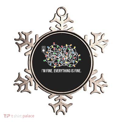 I'm Fine Everything Is Fine Funny Christmas Lights Metallic Star Ornament