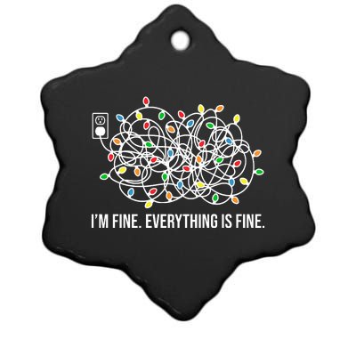 I'm Fine Everything Is Fine Funny Christmas Lights Ceramic Star Ornament