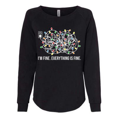 I'm Fine Everything Is Fine Funny Christmas Lights Womens California Wash Sweatshirt