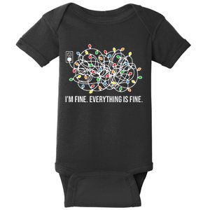 I'm Fine Everything Is Fine Funny Christmas Lights Baby Bodysuit