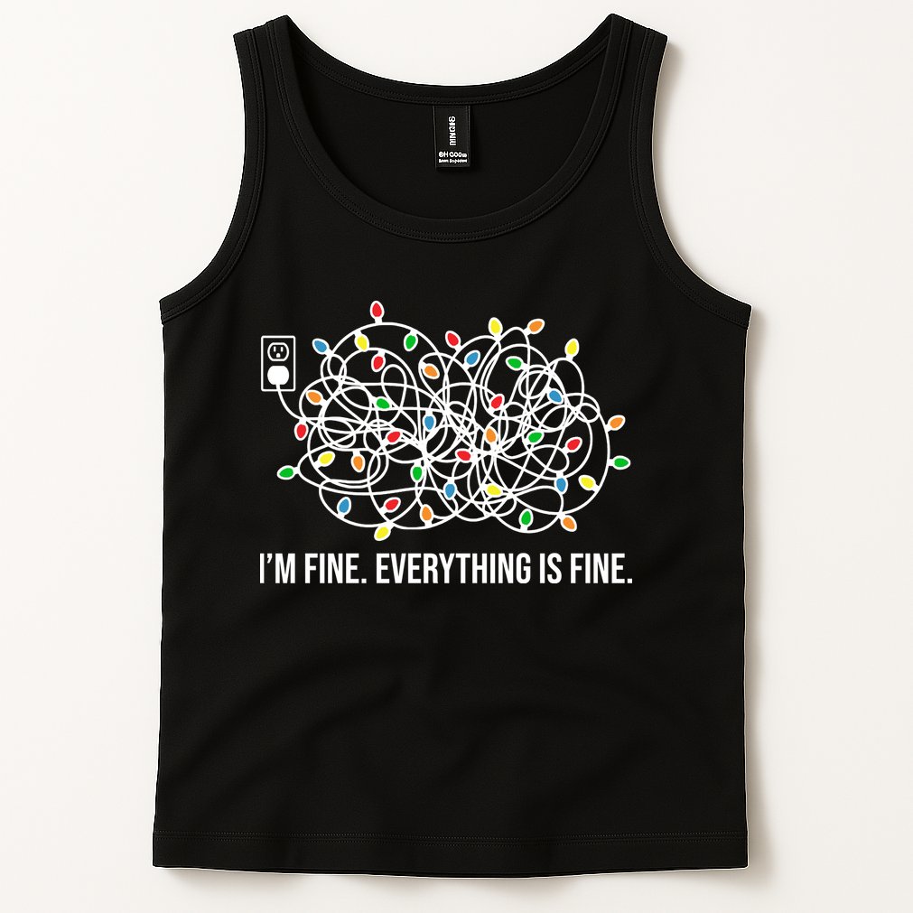 I'm Fine Everything Is Fine Funny Christmas Lights Tank Top