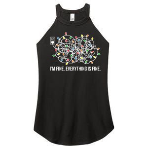 I'm Fine Everything Is Fine Funny Christmas Lights Women's Perfect Tri Rocker Tank