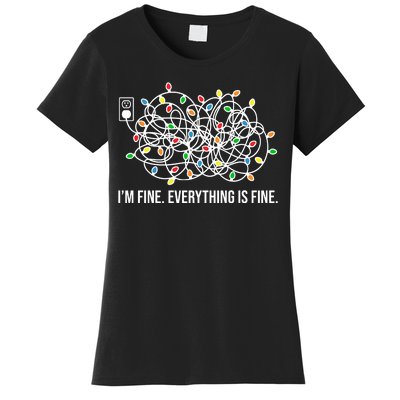 I'm Fine Everything Is Fine Funny Christmas Lights Women's T-Shirt