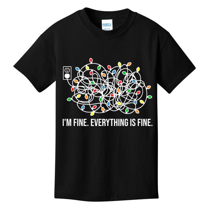 I'm Fine Everything Is Fine Funny Christmas Lights Kids T-Shirt