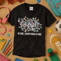 I'm Fine Everything Is Fine Funny Christmas Lights Kids T-Shirt