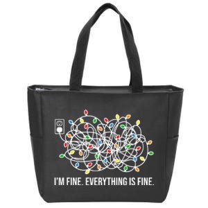 I'm Fine Everything Is Fine Funny Christmas Lights Zip Tote Bag