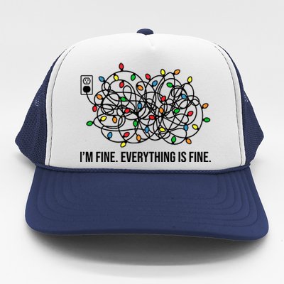 I'm Fine Everything Is Fine Funny Christmas Lights Trucker Hat