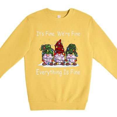 ItS Fine Everything Is Fine Gnome Christmas Lights Xmas Premium Crewneck Sweatshirt