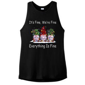 ItS Fine Everything Is Fine Gnome Christmas Lights Xmas Ladies PosiCharge Tri-Blend Wicking Tank