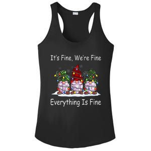 ItS Fine Everything Is Fine Gnome Christmas Lights Xmas Ladies PosiCharge Competitor Racerback Tank