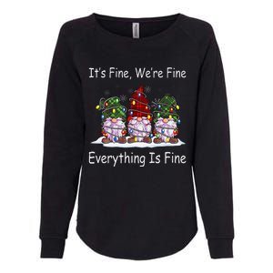 ItS Fine Everything Is Fine Gnome Christmas Lights Xmas Womens California Wash Sweatshirt