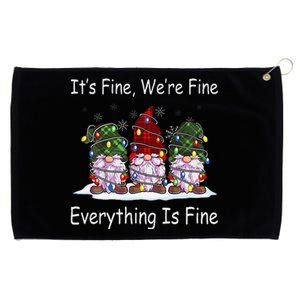 ItS Fine Everything Is Fine Gnome Christmas Lights Xmas Grommeted Golf Towel