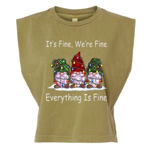 ItS Fine Everything Is Fine Gnome Christmas Lights Xmas Garment-Dyed Women's Muscle Tee