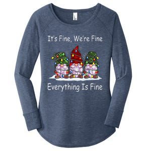 ItS Fine Everything Is Fine Gnome Christmas Lights Xmas Women's Perfect Tri Tunic Long Sleeve Shirt