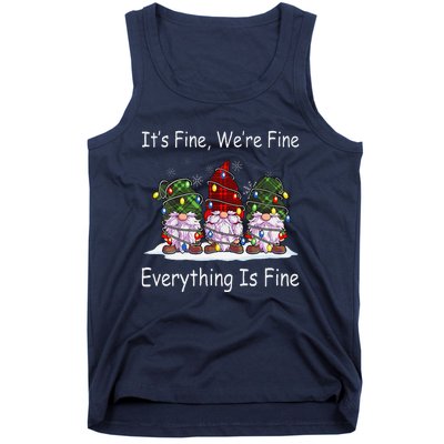 ItS Fine Everything Is Fine Gnome Christmas Lights Xmas Tank Top