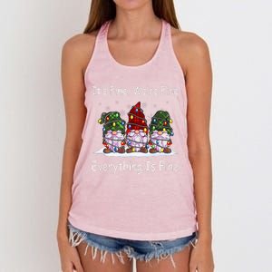 ItS Fine Everything Is Fine Gnome Christmas Lights Xmas Women's Knotted Racerback Tank