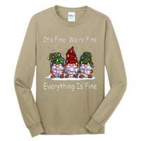 ItS Fine Everything Is Fine Gnome Christmas Lights Xmas Tall Long Sleeve T-Shirt