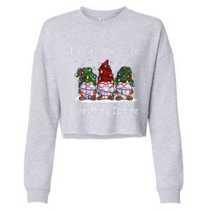 ItS Fine Everything Is Fine Gnome Christmas Lights Xmas Cropped Pullover Crew