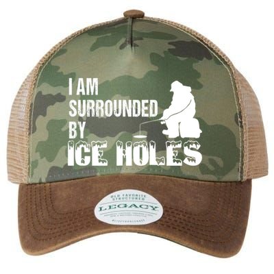 Ice Fishing Funny I Am Surrounded By Ice Holes Gift Great Gift Legacy Tie Dye Trucker Hat