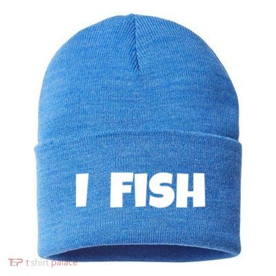 I Fish Fisher Cute Gift Sustainable Knit Beanie