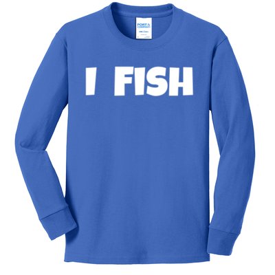 I Fish Fisher Cute Gift Kids Long Sleeve Shirt