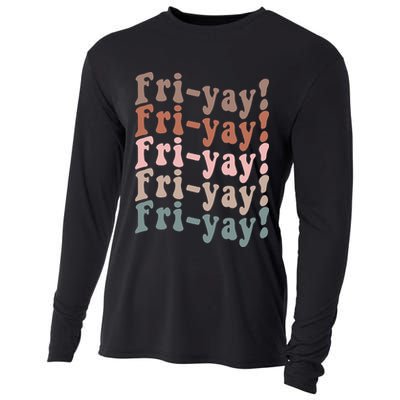 It's Friyay Finally Friday Funny Weekend Vibes Teacher Mom Cooling Performance Long Sleeve Crew