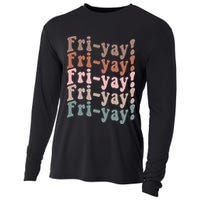 It's Friyay Finally Friday Funny Weekend Vibes Teacher Mom Cooling Performance Long Sleeve Crew