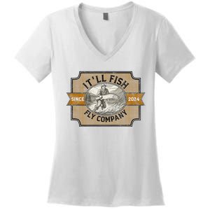 ItLl Fish Fly Company Women's V-Neck T-Shirt