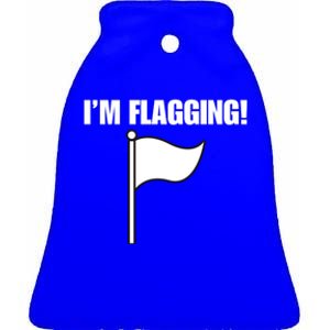 IM Flagging Funny Surrender White Flag Ceramic Bell Ornament